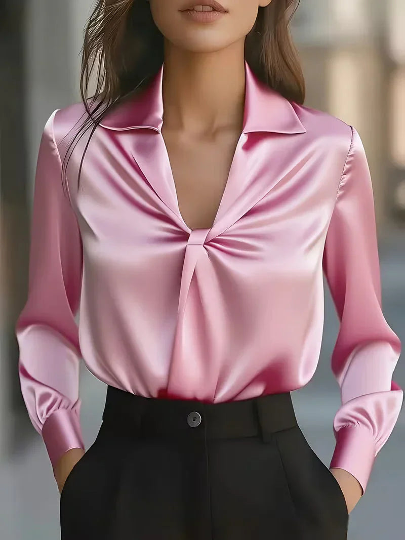 Keira - Blusa De Seda Lujosa Con Drapeado
