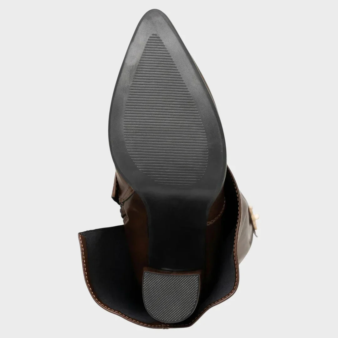 Cathia - Bottes en Cuir Premium à Revers Moderne