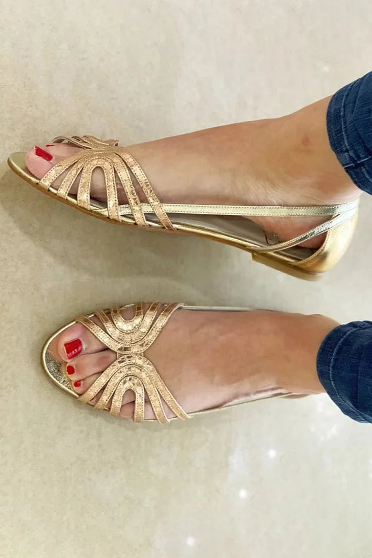 Eowyn - Sandalias Metálicas Estilo Bailarina Abiertas