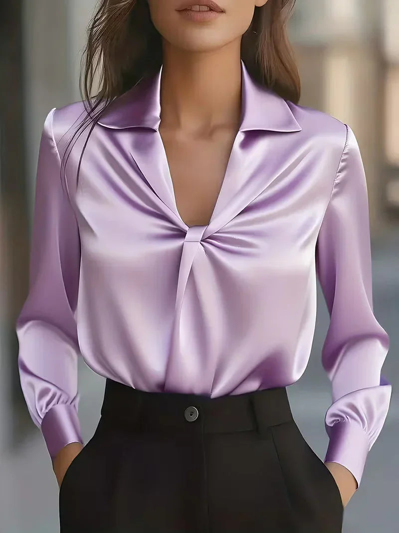 Keira - Blusa De Seda Lujosa Con Drapeado