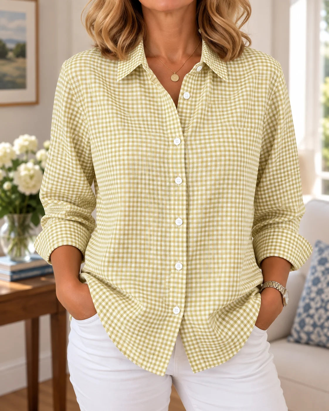 Adelie - Camisa de Algodón Atemporal a Finas Rayas