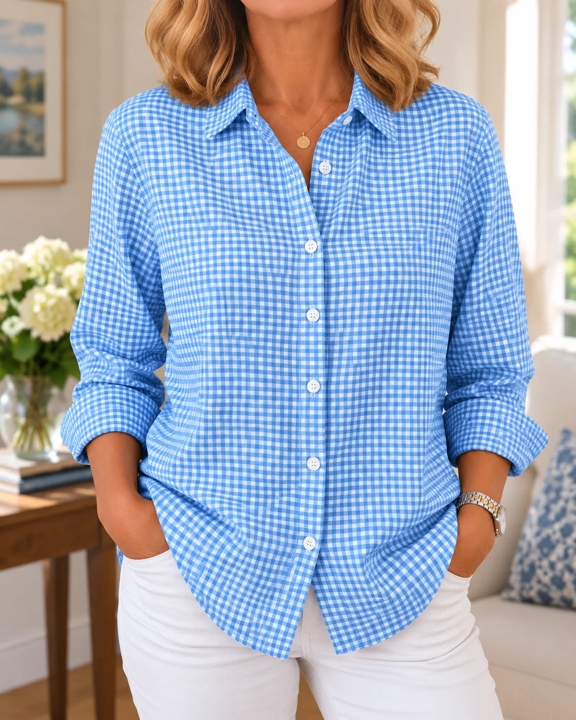 Adelie - Camisa de Algodón Atemporal a Finas Rayas