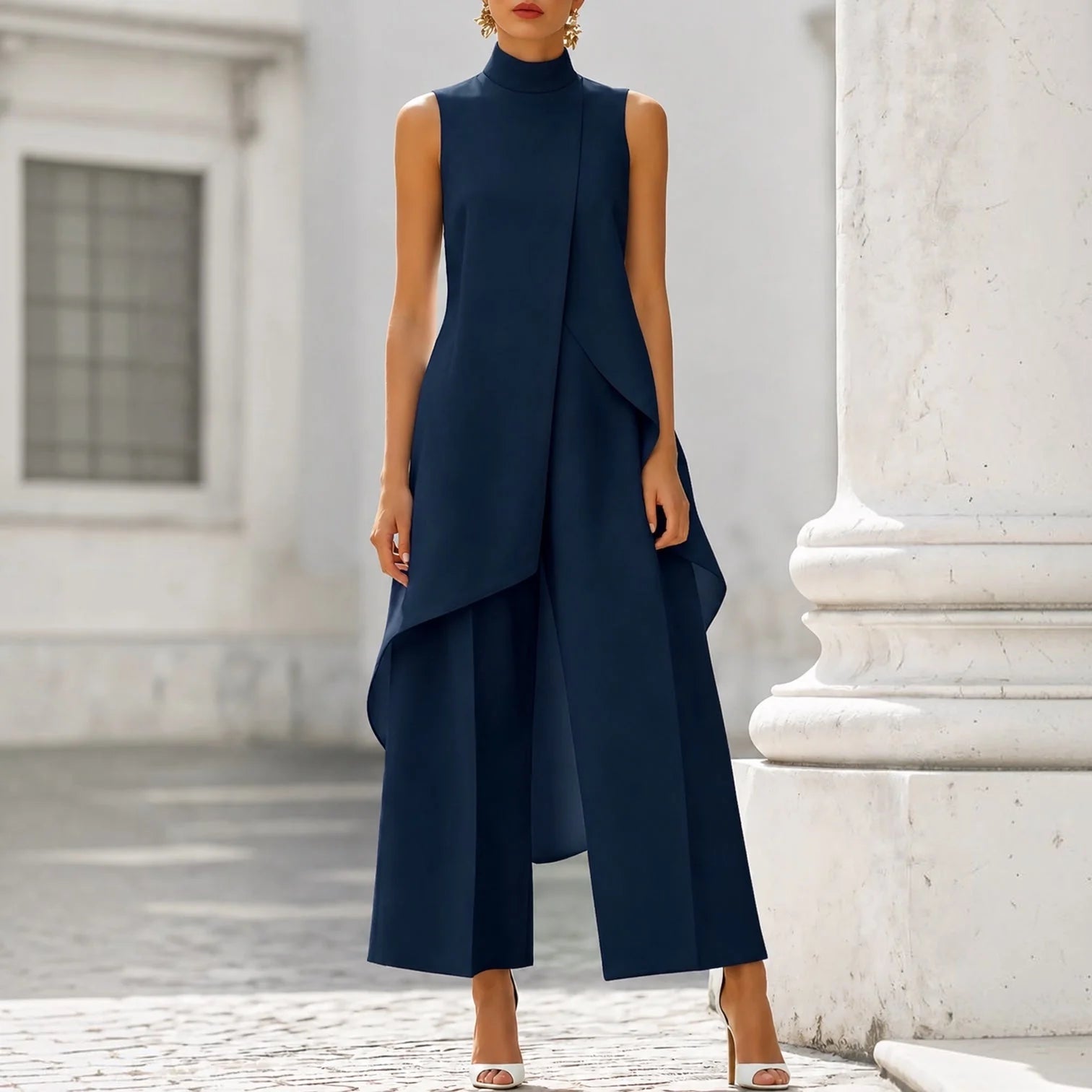 Eleanis - Mono Divino Efecto Pantalón y Blusa Larga Sofisticada