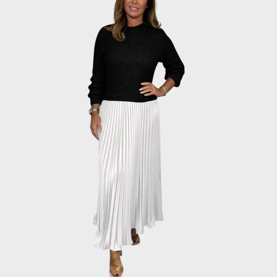 Jemma - Robe en Coton Effet 2pcs Pull et Jupe Plissée