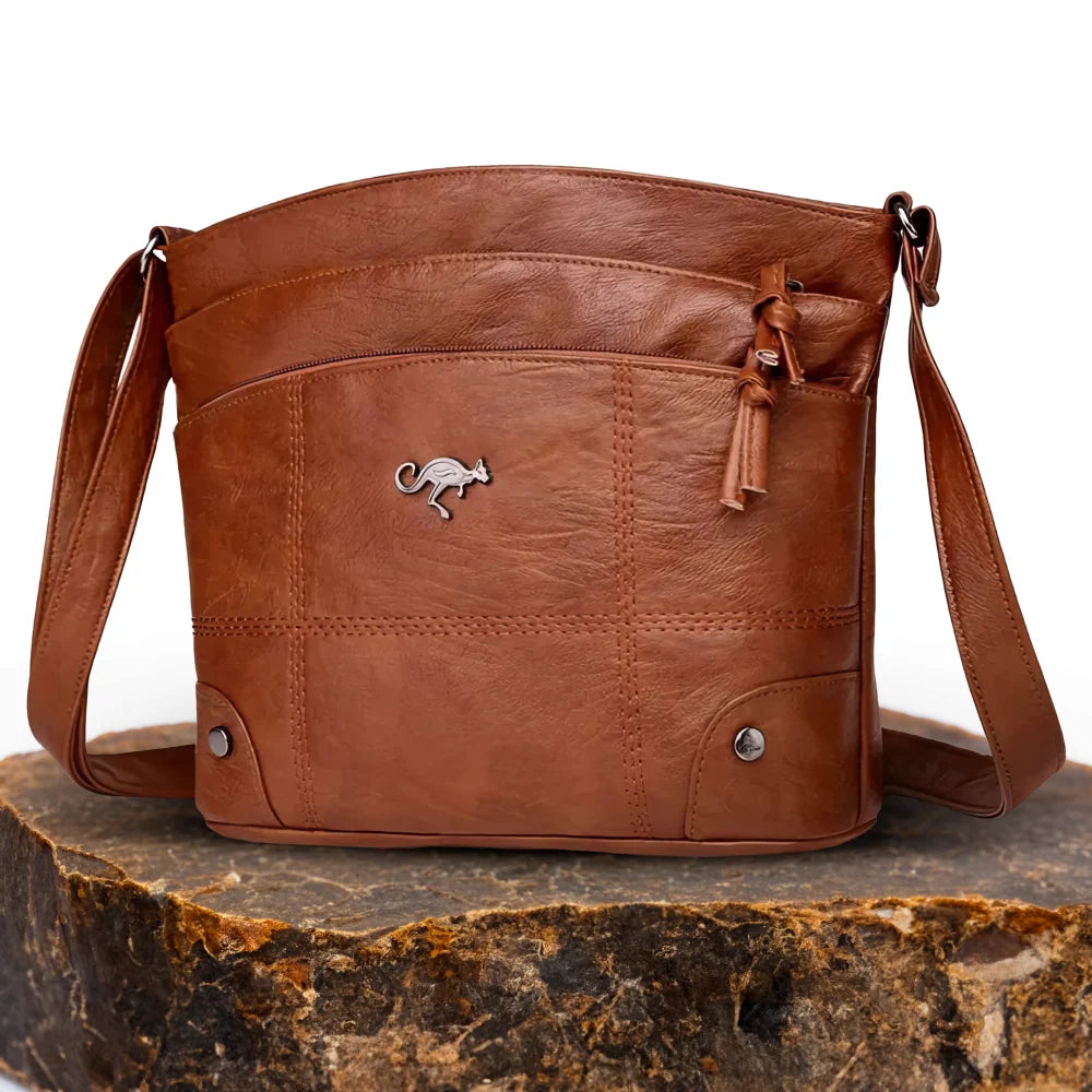 Celya - Bolso Bandolera de Cuero Emblema Canguro