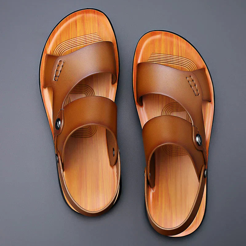 Zakaria - Sandalias de Cuero Genuino Lisas y Chic