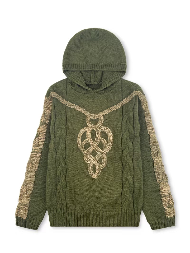 Abigaelle - Pull Vintage en Maille Naturelle à Capuche