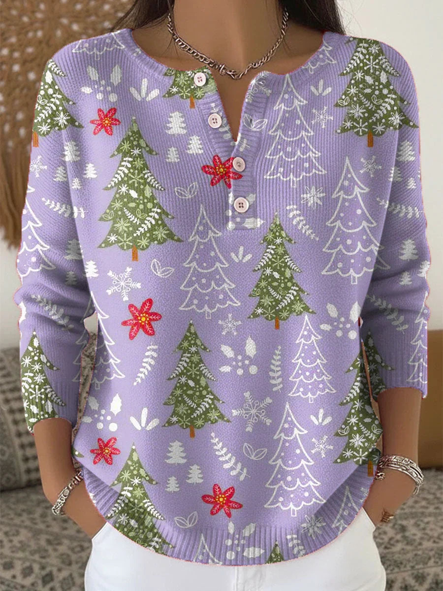 Noélise - Pull de Noël Boutonné Chaud