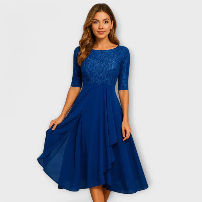 Daphné - Vestido Hecho a Mano con Bordado de Encaje y Detalles de Tul
