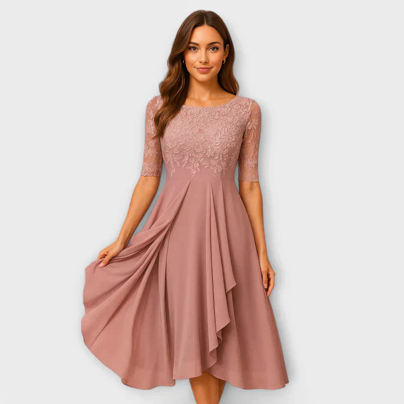 Daphné - Vestido Hecho a Mano con Bordado de Encaje y Detalles de Tul