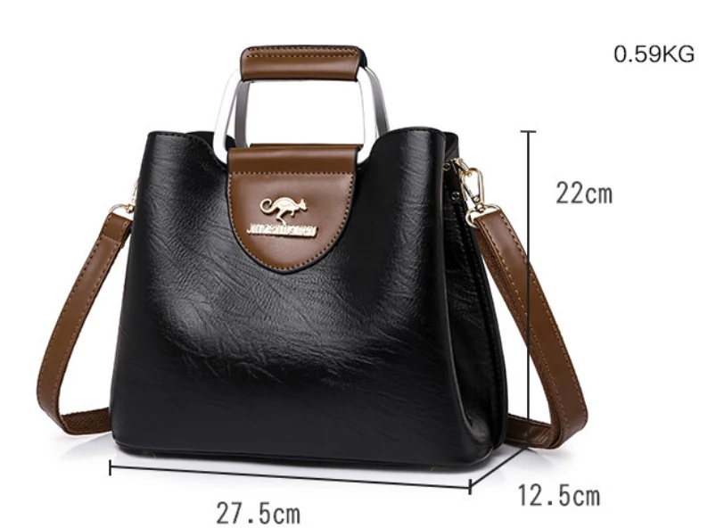 Yona - Bolso Tote de Cuero Compacto Clásico Kanguru