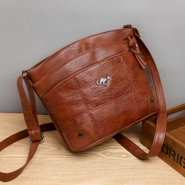Celya - Bolso Bandolera de Cuero Emblema Canguro