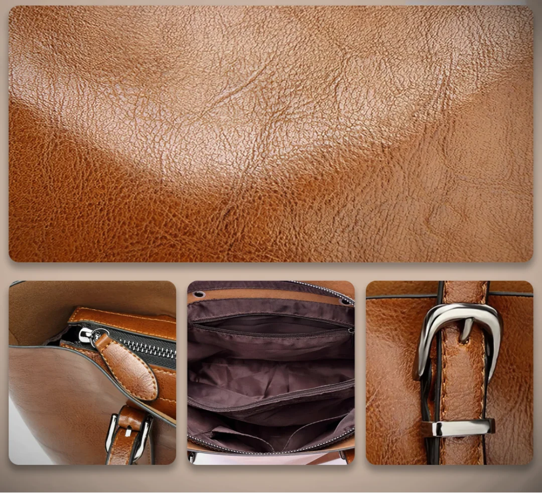 Erika - Bolso Shopper Vintage de Cuero Premium