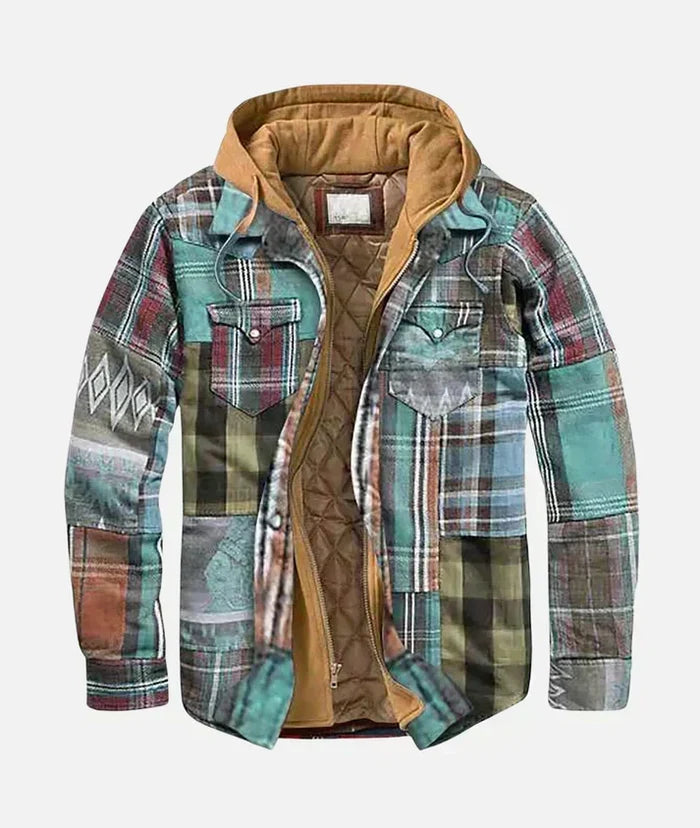 Melio - Chaqueta con Capucha a Cuadros Patchwork