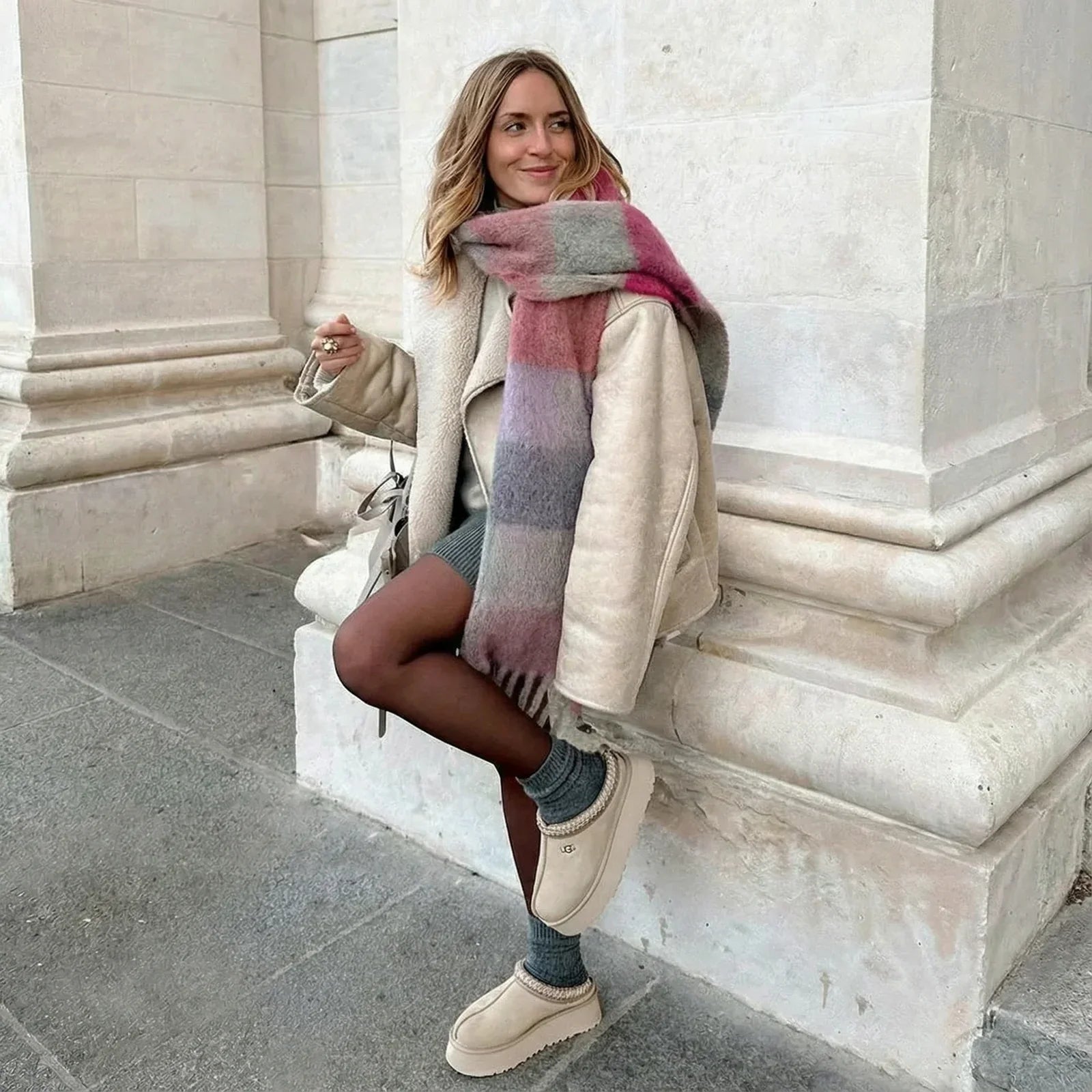 Emy - Manteau en Cuir Premium Doublure Mouton