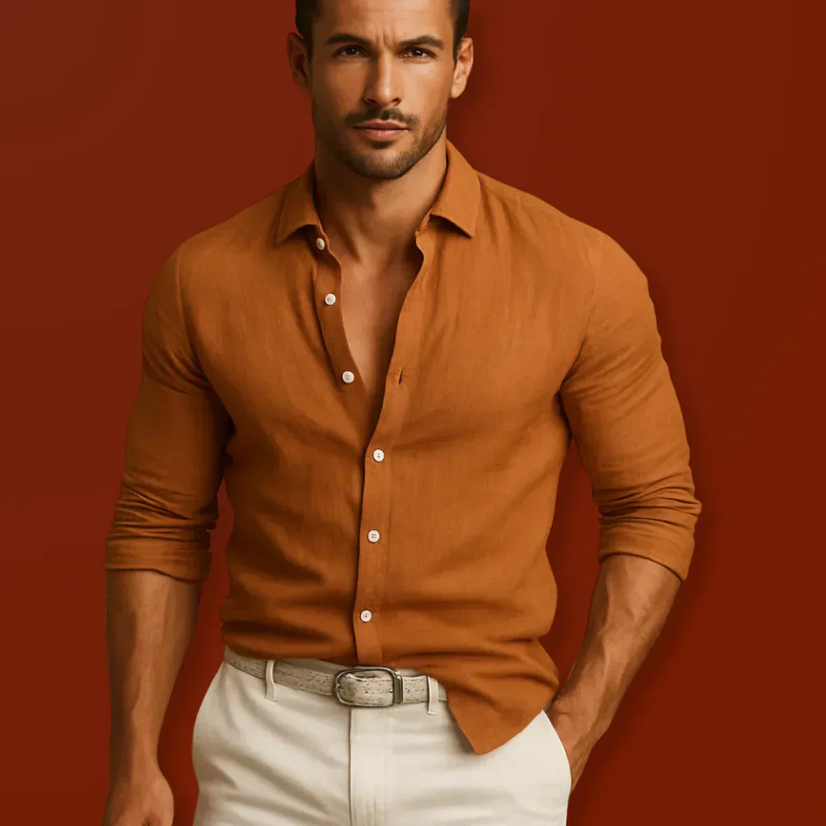 Nikola - Camisa Oxford Elegante de Algodón y Lino