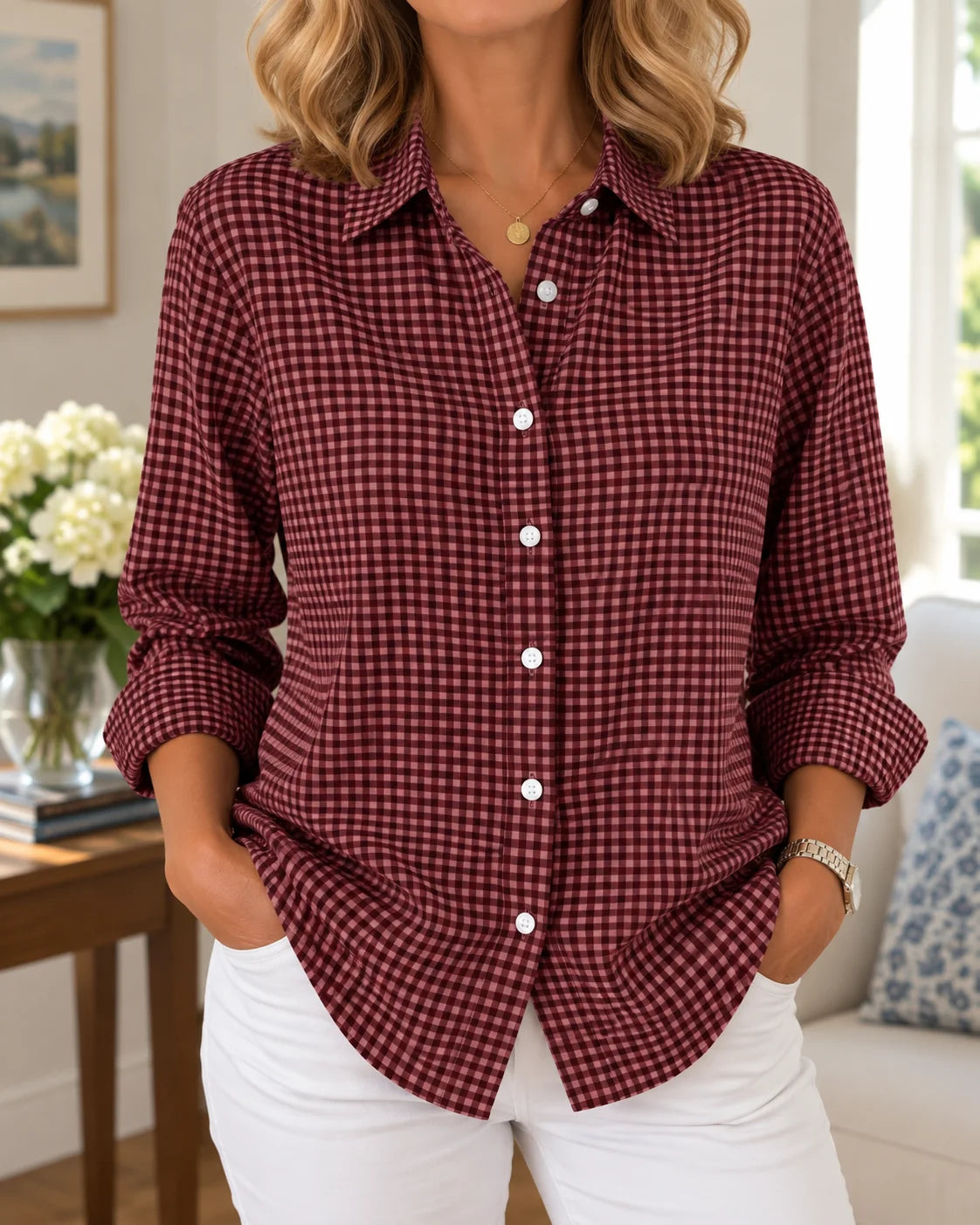 Adelie - Camisa de Algodón Atemporal a Finas Rayas