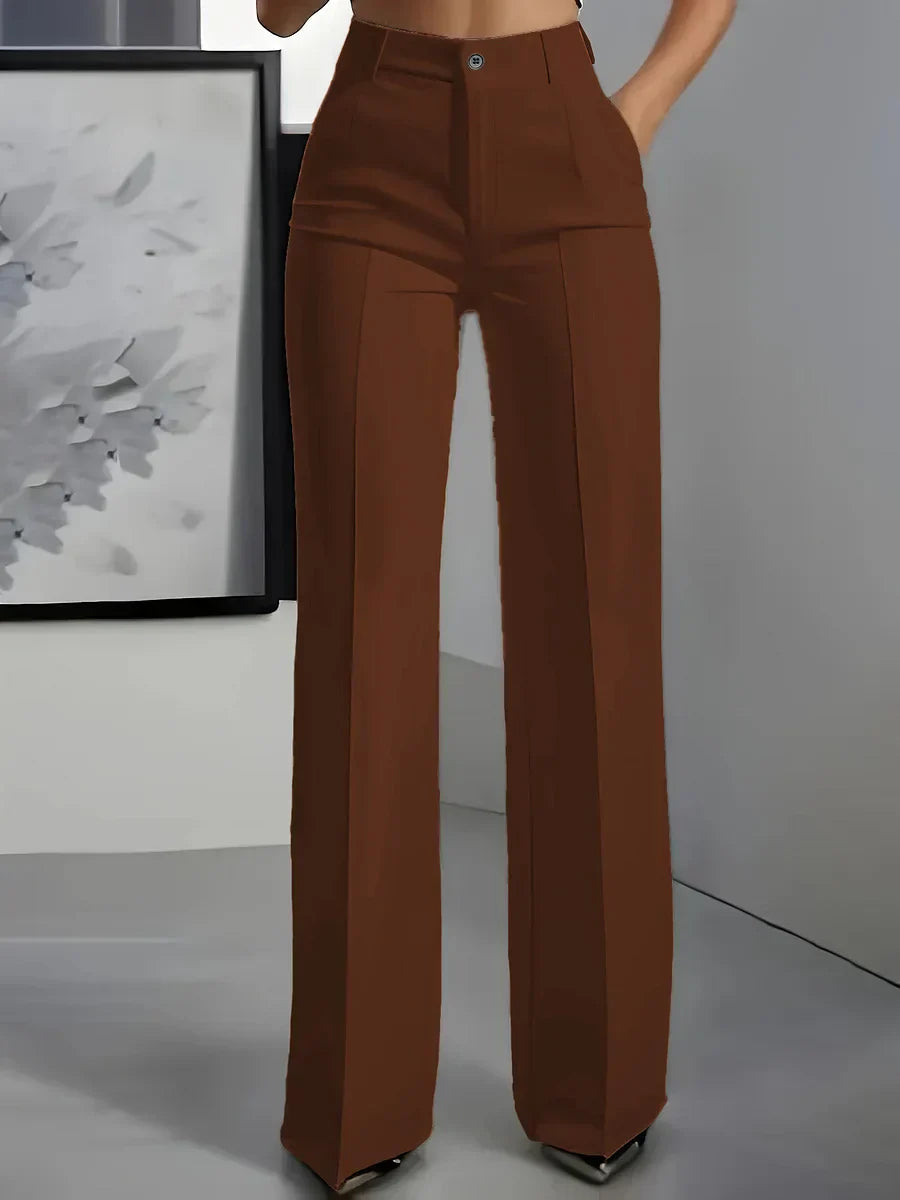 Esma - Élégant Pantalon Taille Haute Stretch Confort