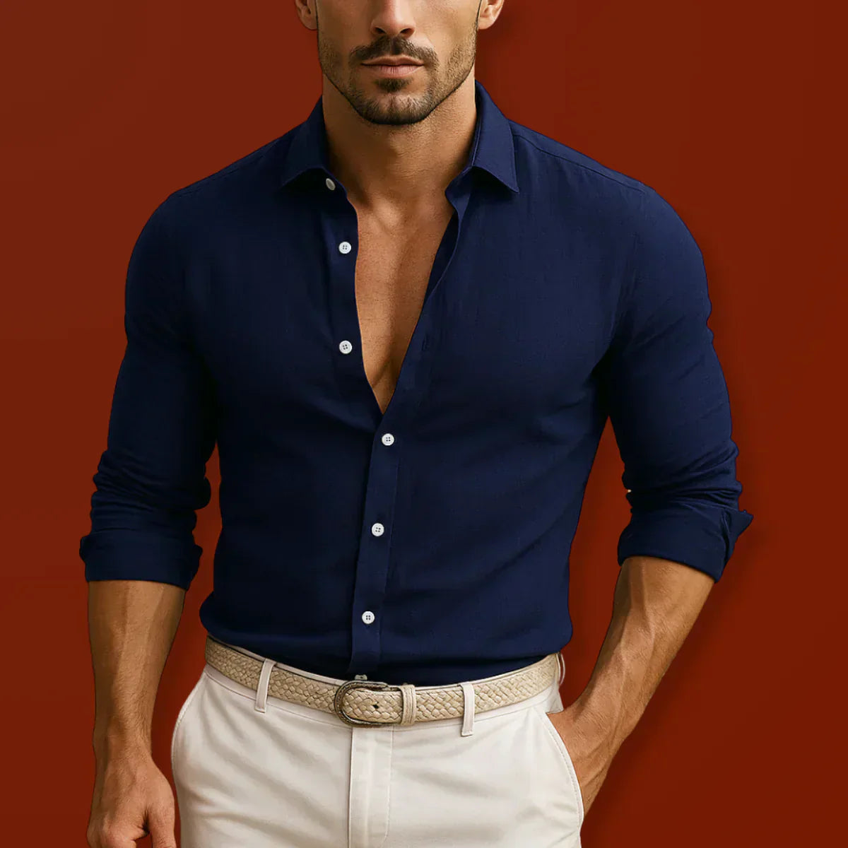 Nikola - Camisa Oxford Elegante de Algodón y Lino