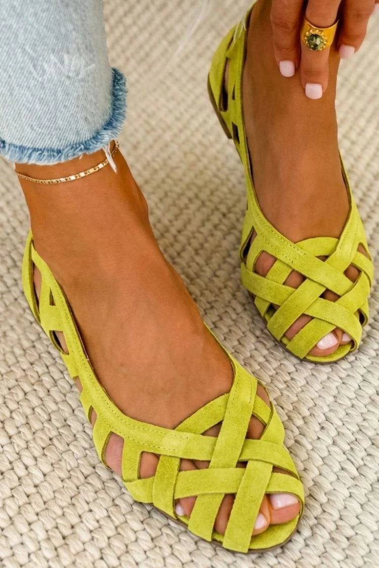 Grasia - Sandalias Estilo Bailarina con Tiras Cruzadas