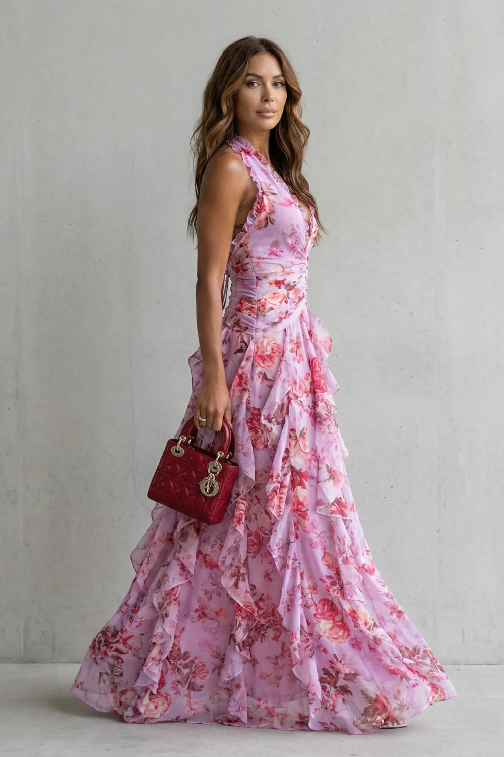 Margherita - Vestido Largo con Volantes y Flores Romántico