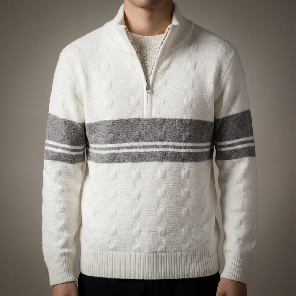 Achraf - Pull Camionneur en Maille Texturée
