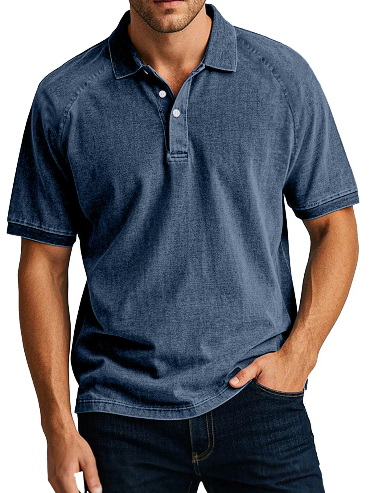 Quentin - Luksuriøs Let Denim Retro Poloshirt