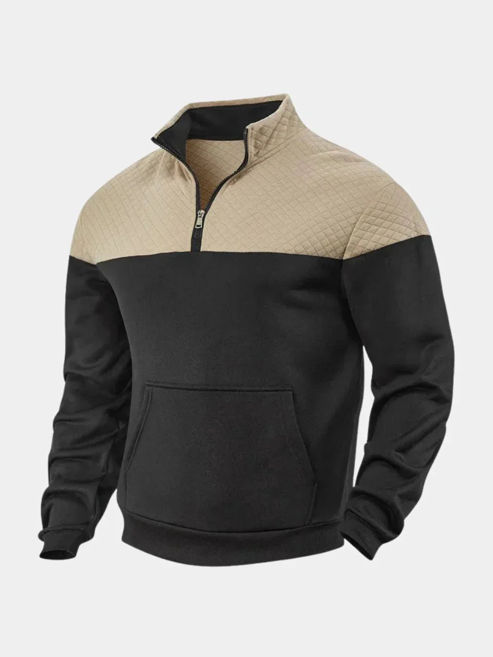 Théodore - Sweat en Coton Bicolore à Col Zippé