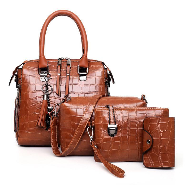 Cathy - Set de Bolsos de Cuero Cocodrilo 4pzs