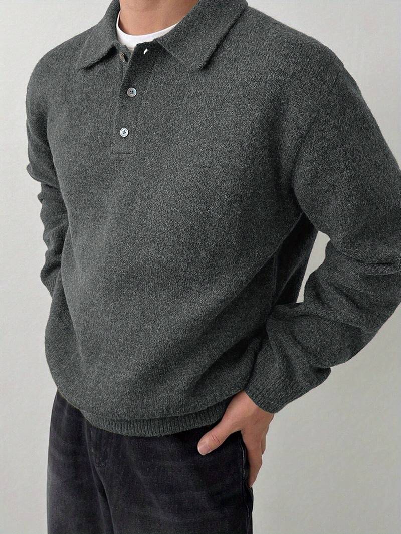Ilias - Suéter Polo con Botones de Lana Merino