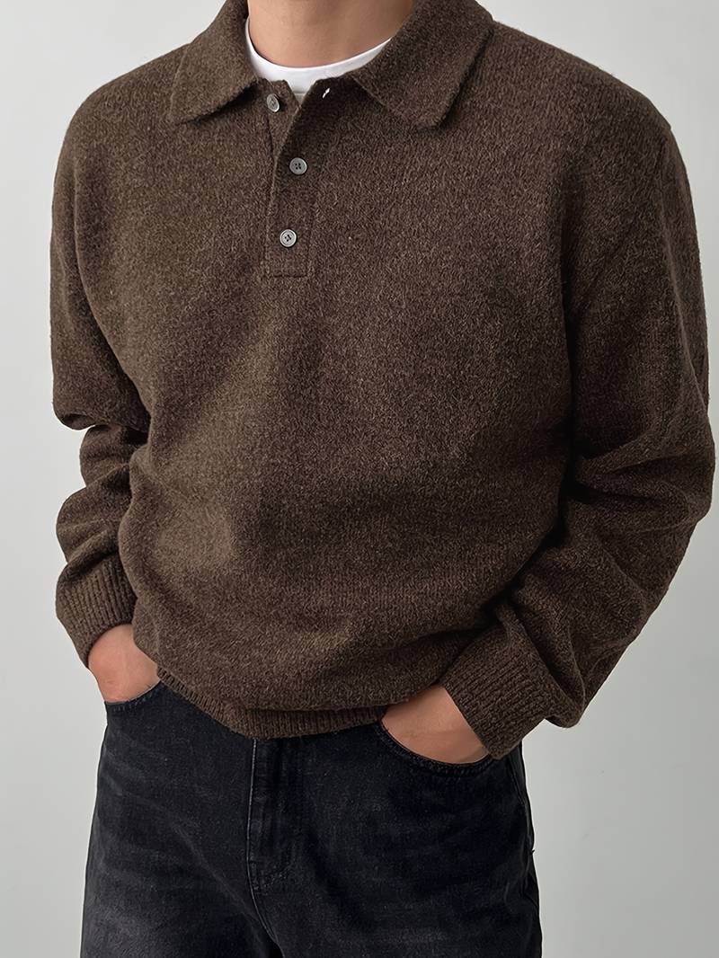 Ilias - Suéter Polo con Botones de Lana Merino