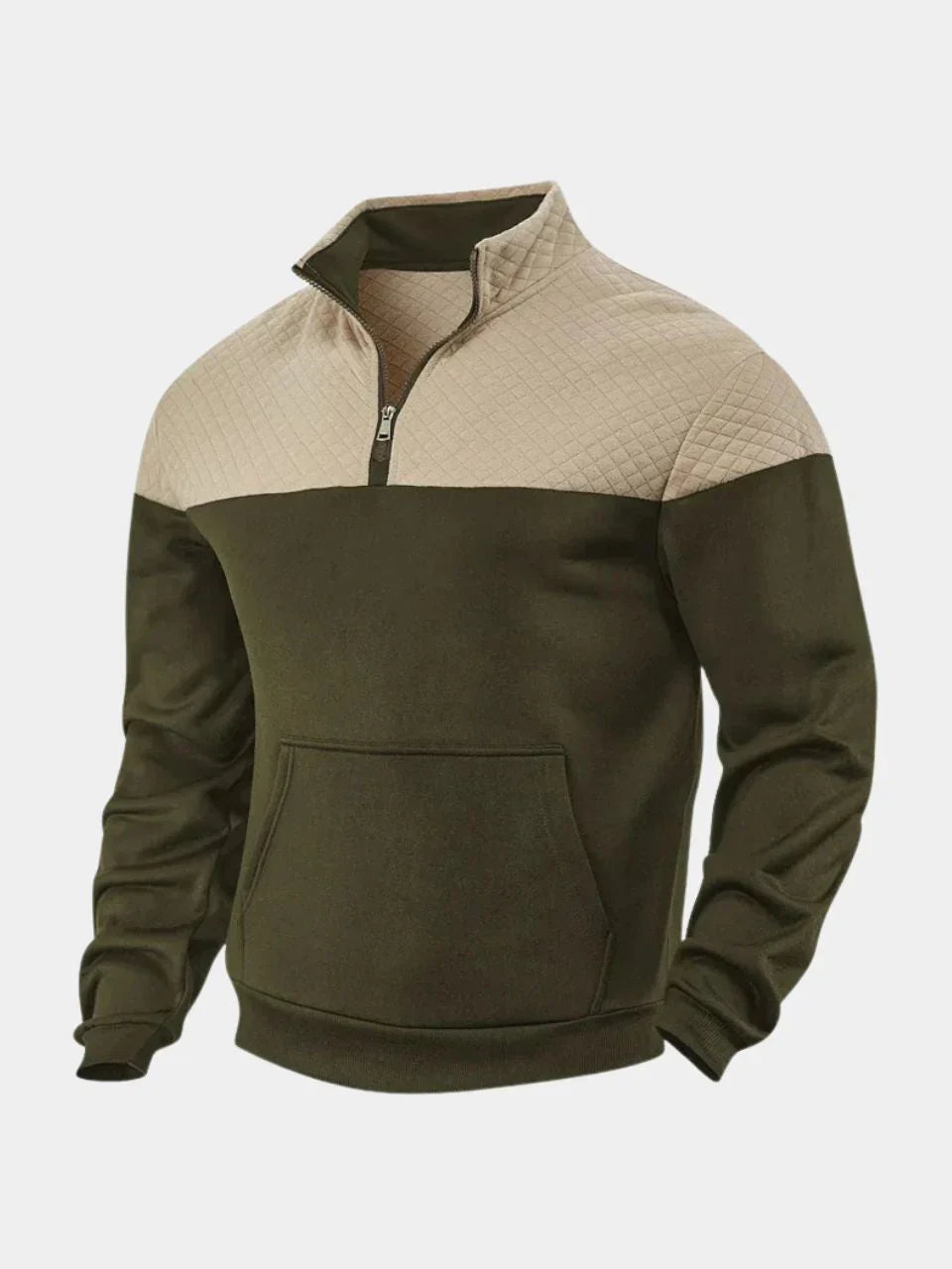 Théodore - Sweat en Coton Bicolore à Col Zippé