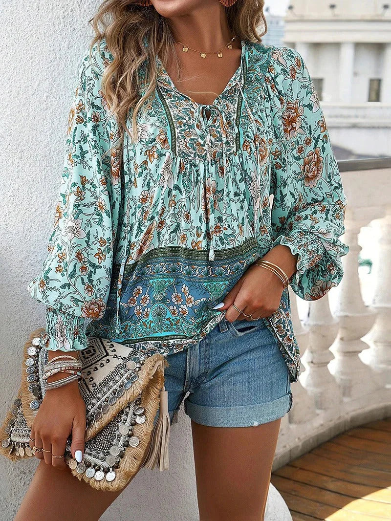 Albane - Blouse Fleurie Bohème Chic