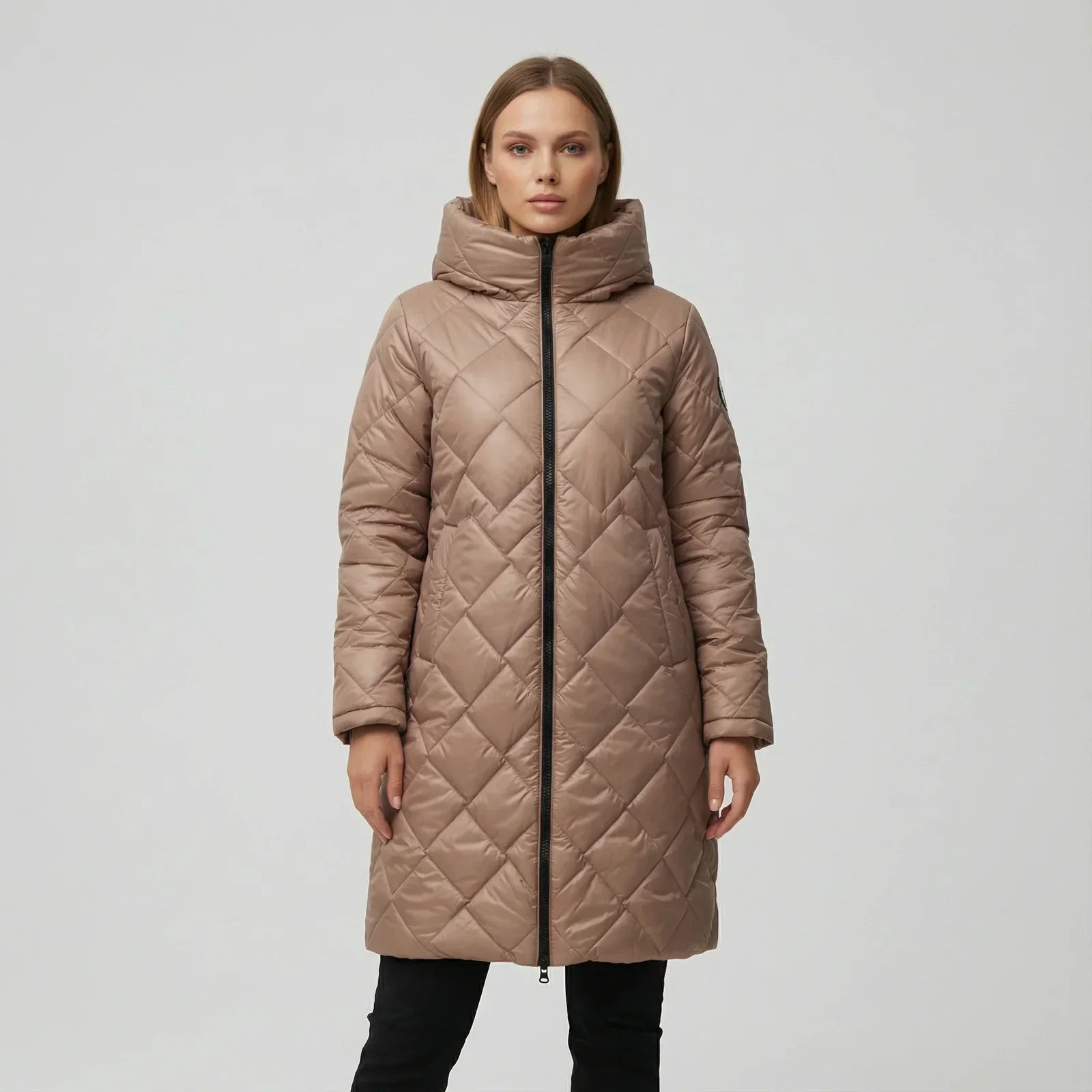 Natalia - Long Manteau Matelassé Luxueux à Capuche
