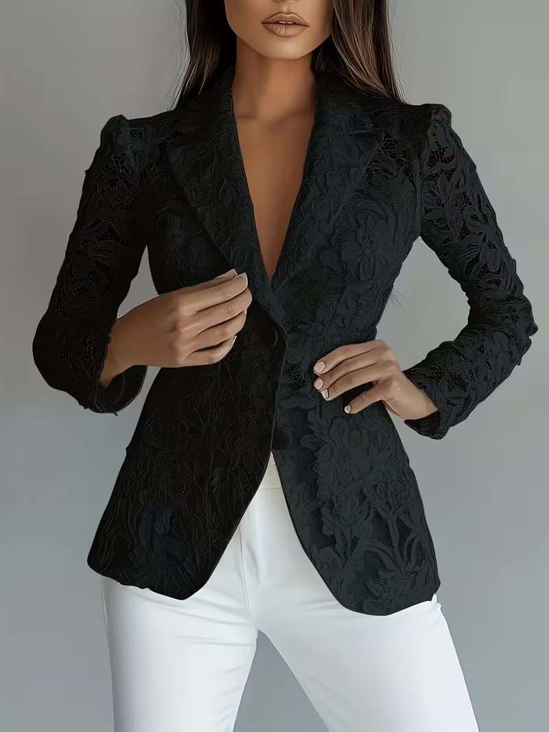 Susik - Blazer Ligero con Flores Bordadas de Encaje Forrado