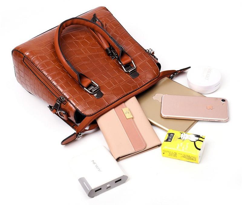 Cathy - Set de Bolsos de Cuero Cocodrilo 4pzs
