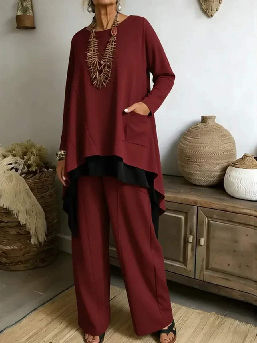Soufya - Ensemble Blouse et Pantalon Ample|Collier Offert