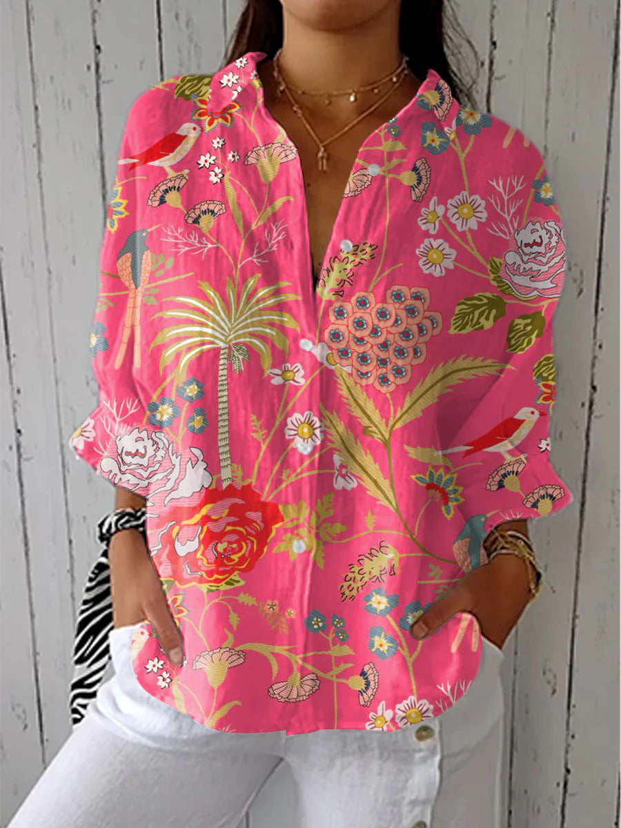 Adelaide - Blusa Ligera Casual Chic Floral de Algodón