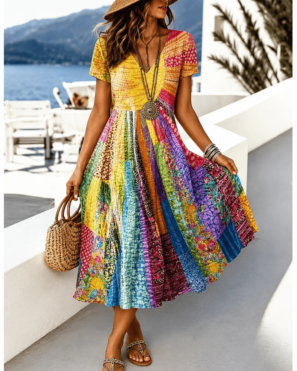 Manana - Vestido de Verano Acampanado Elegante (collar de regalo)