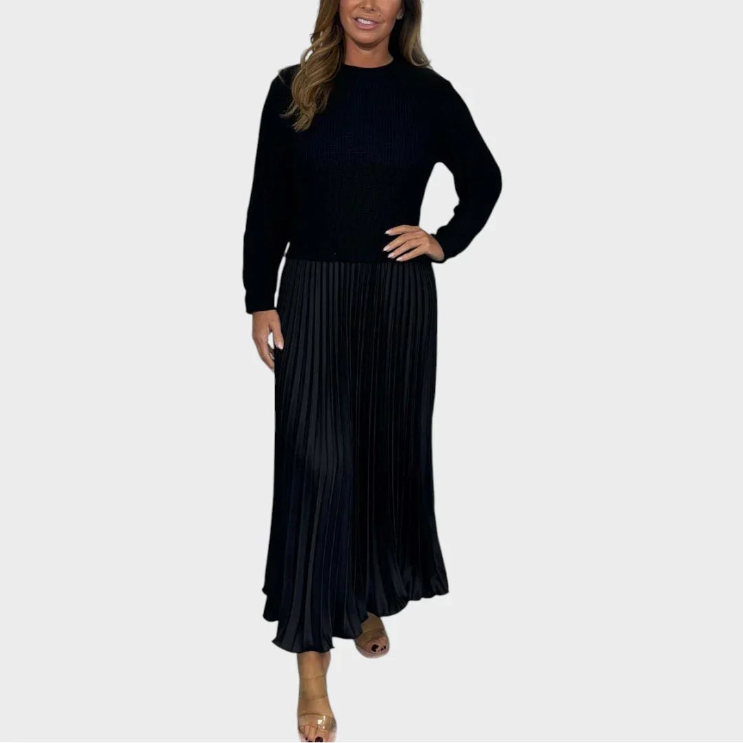 Jemma - Robe en Coton Effet 2pcs Pull et Jupe Plissée