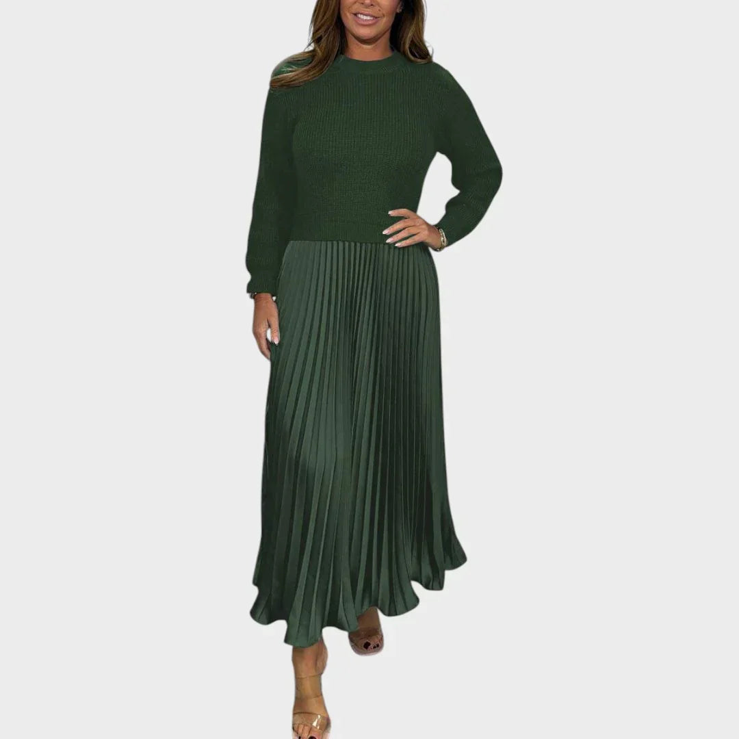 Jemma - Robe en Coton Effet 2pcs Pull et Jupe Plissée