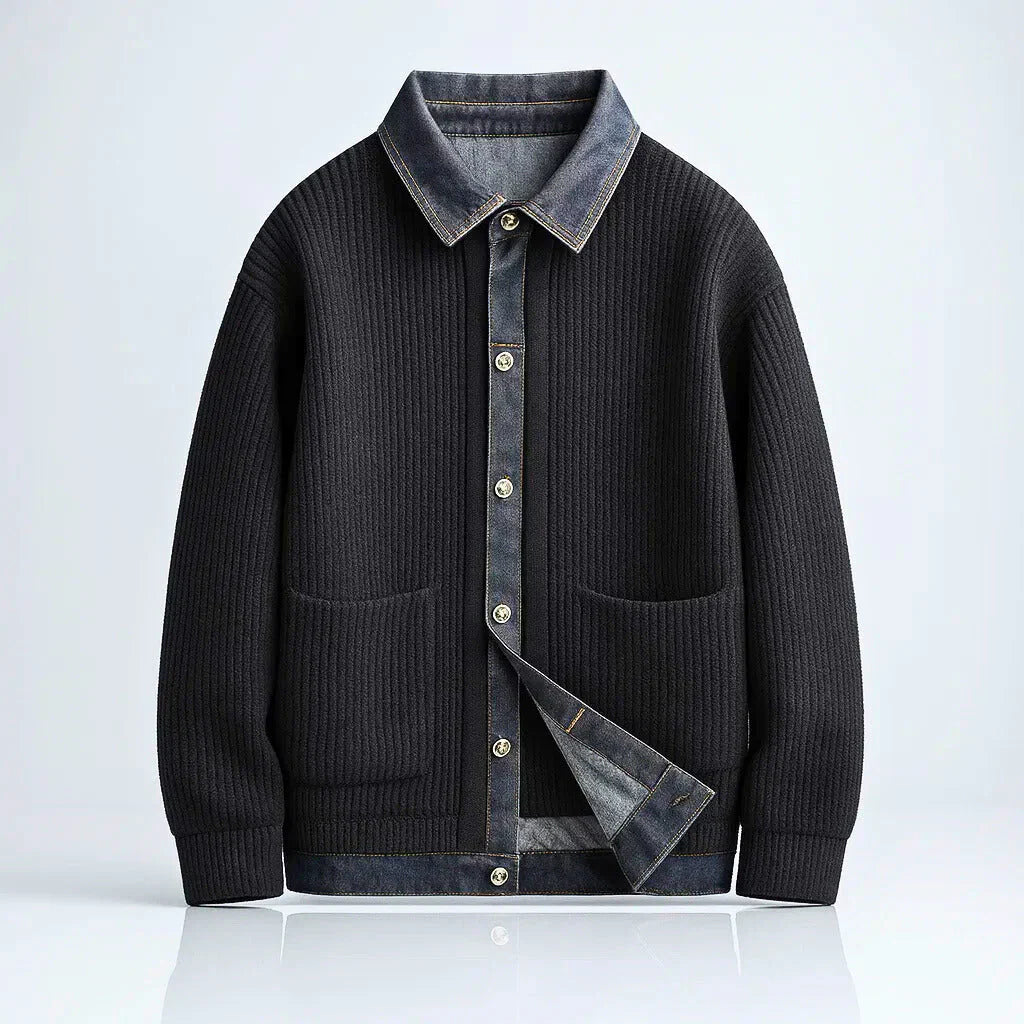 Brayan - Veste Côtelée Laine et Denim Premium