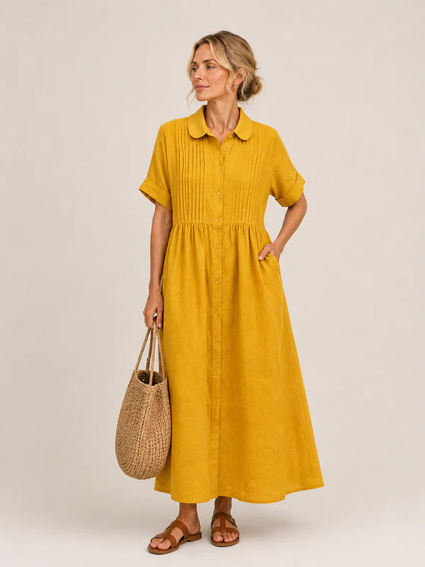 Leilie - Vestido Midi Camisero de Verano de Algodón
