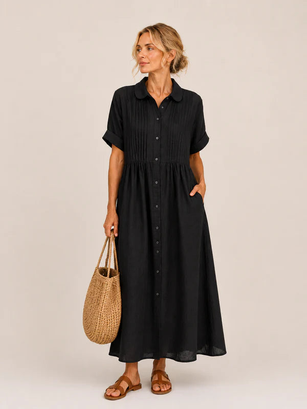 Leilie - Vestido Midi Camisero de Verano de Algodón
