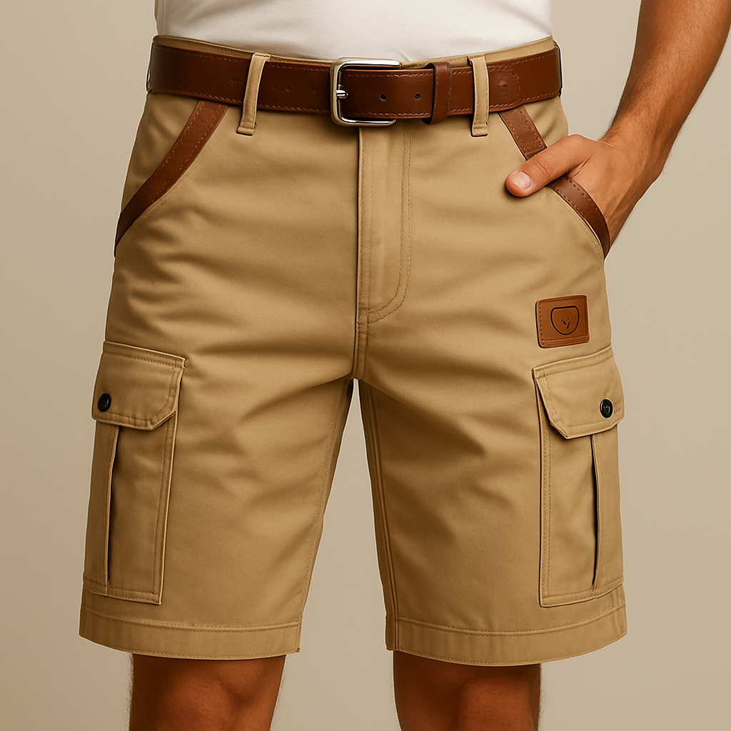 Petrus - Shorts Cargo Resistentes con Detalles de Cuero