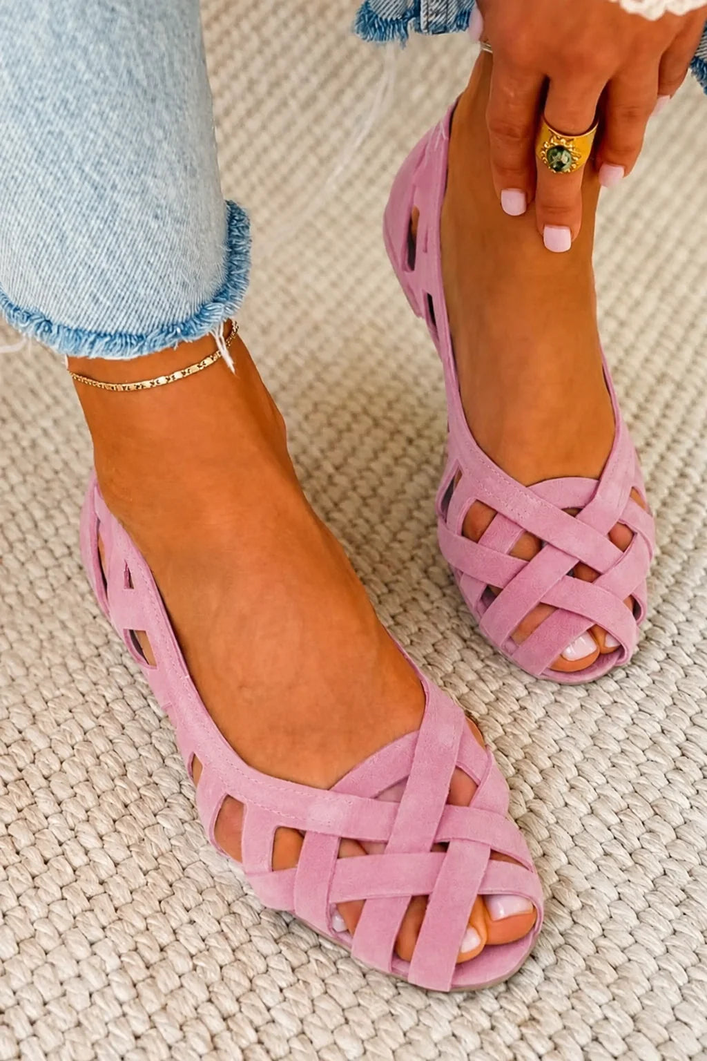 Grasia - Sandalias Estilo Bailarina con Tiras Cruzadas