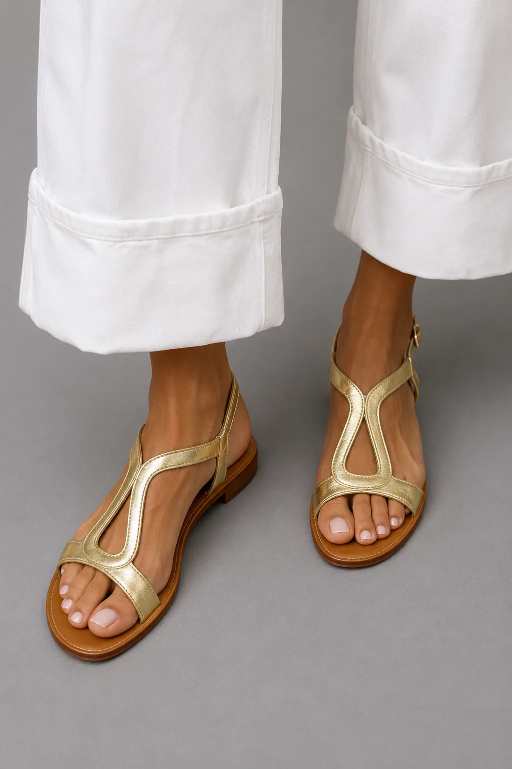 Ornela - Sandalias Planas Metálicas Elegantes