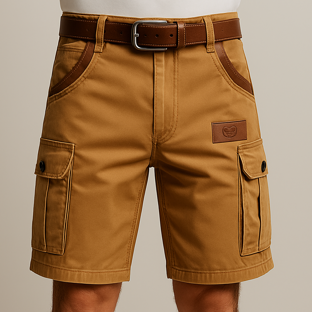 Petrus - Shorts Cargo Resistentes con Detalles de Cuero