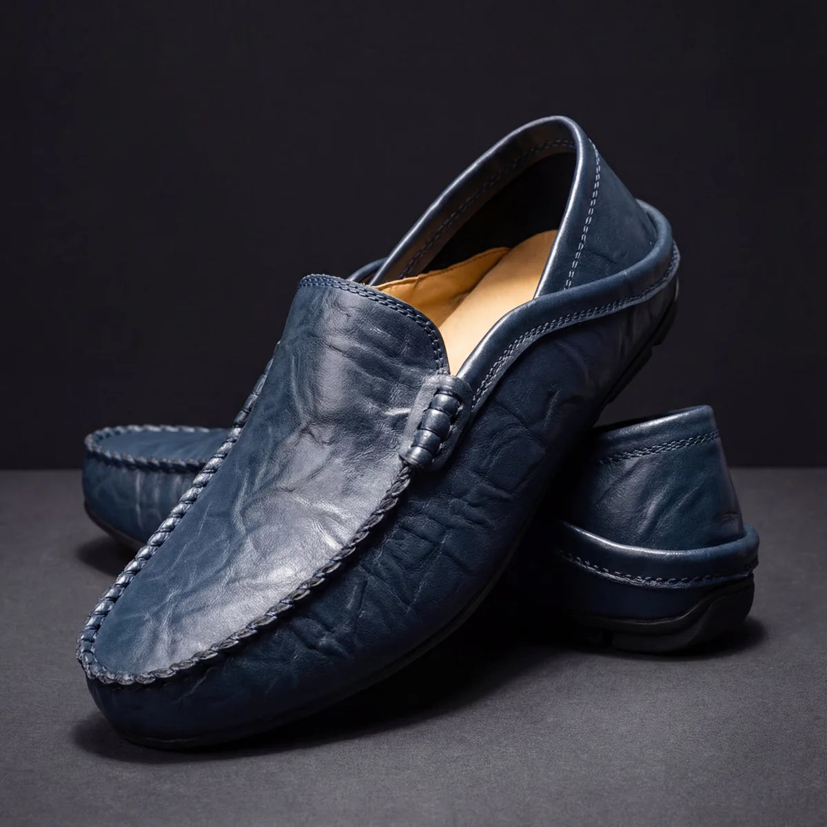 Jorick - Mocasines de Cuero Genuino Flexible