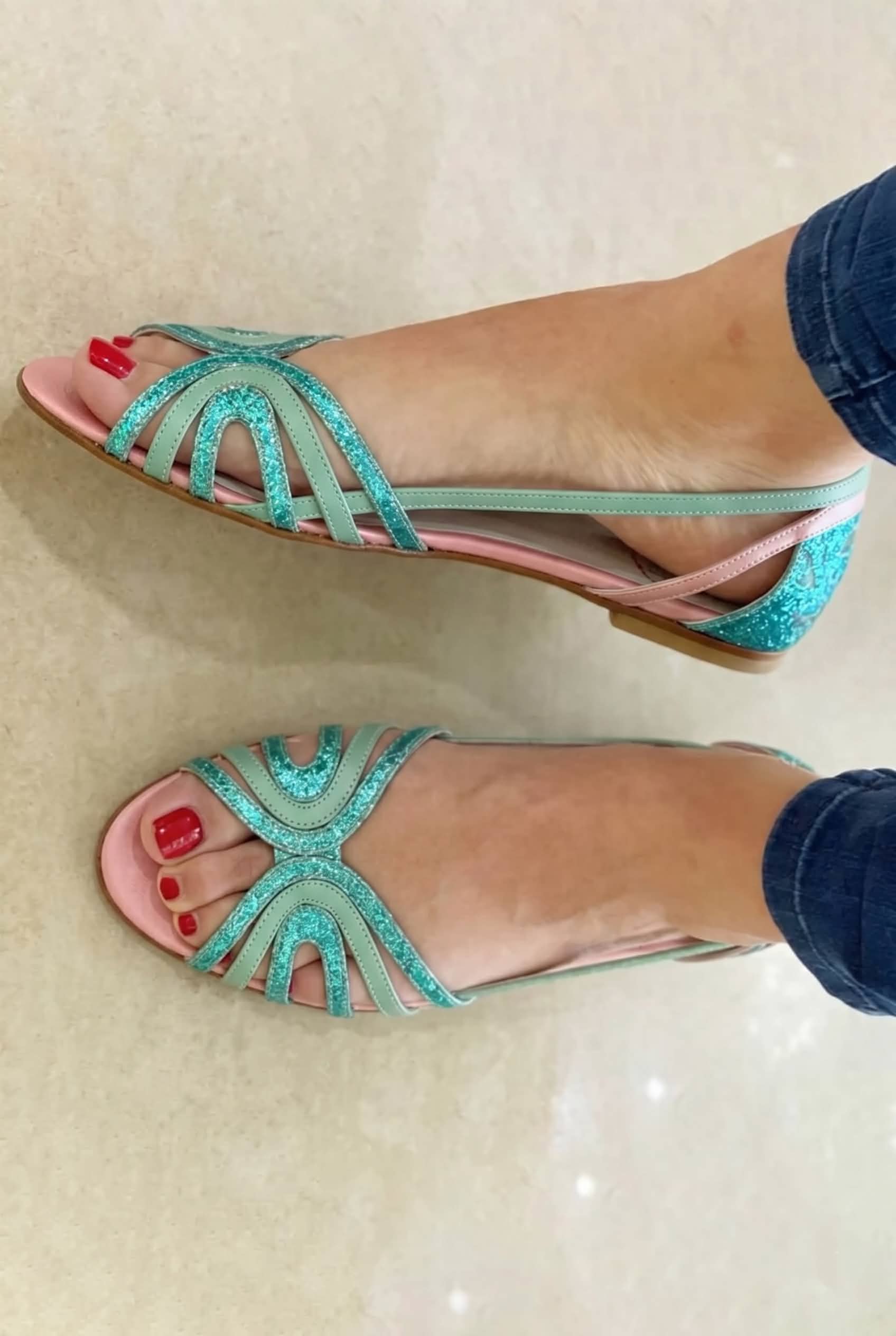 Eowyn - Sandalias Metálicas Estilo Bailarina Abiertas